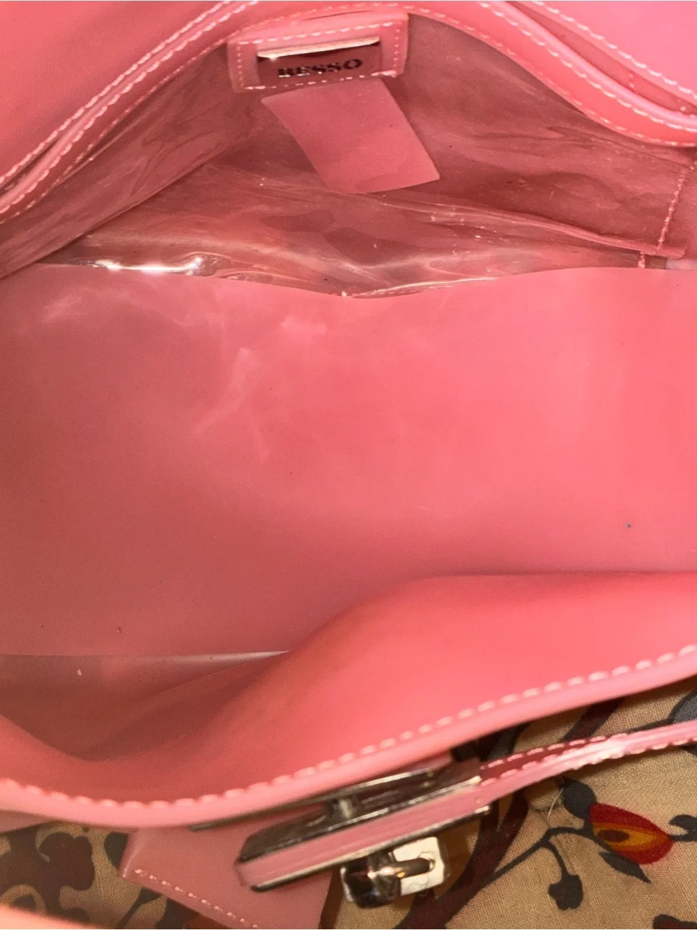 Title: NWT VINTAGE Y2K BESSO Pink Jelly Birkin Bag W/ Padlock & Key